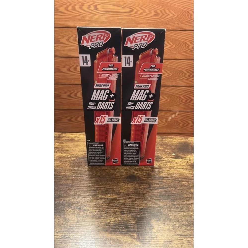 Lot of 2 Nerf Pro Mag and 15 Half-Length Darts Refill Pack F8631 PN00090020